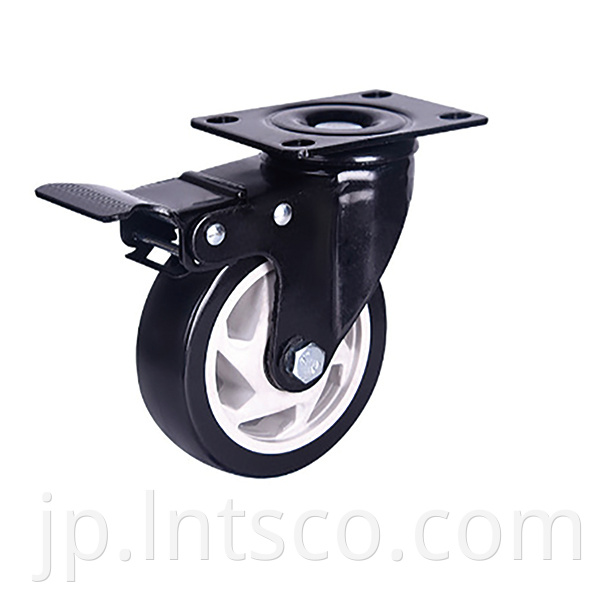 White PP Core Black PVC Brake Casters